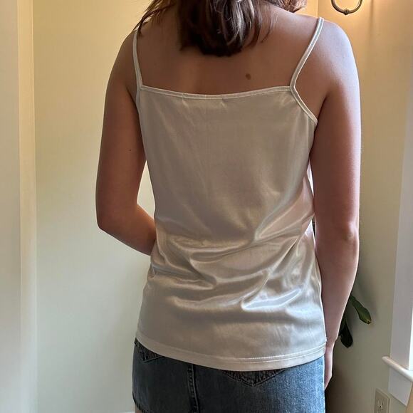 Vintage 90s melody whitecream silky slip tank top cami size medium - Picture 3 of 7